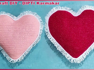 Crochet Heart Pillow. Crochet Heart Cushion. Valentine's Day Idea (Hindi)