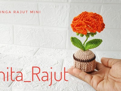 Crochet mini carnations in pot. crochet tutorials