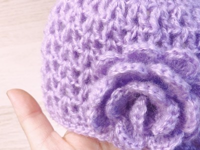 Crochet V-Stitch Flower Baby Hat