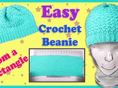 Easy Beginner Crochet Beanie from a Rectangle - How to Make a Suzette Stitch Crochet Hat