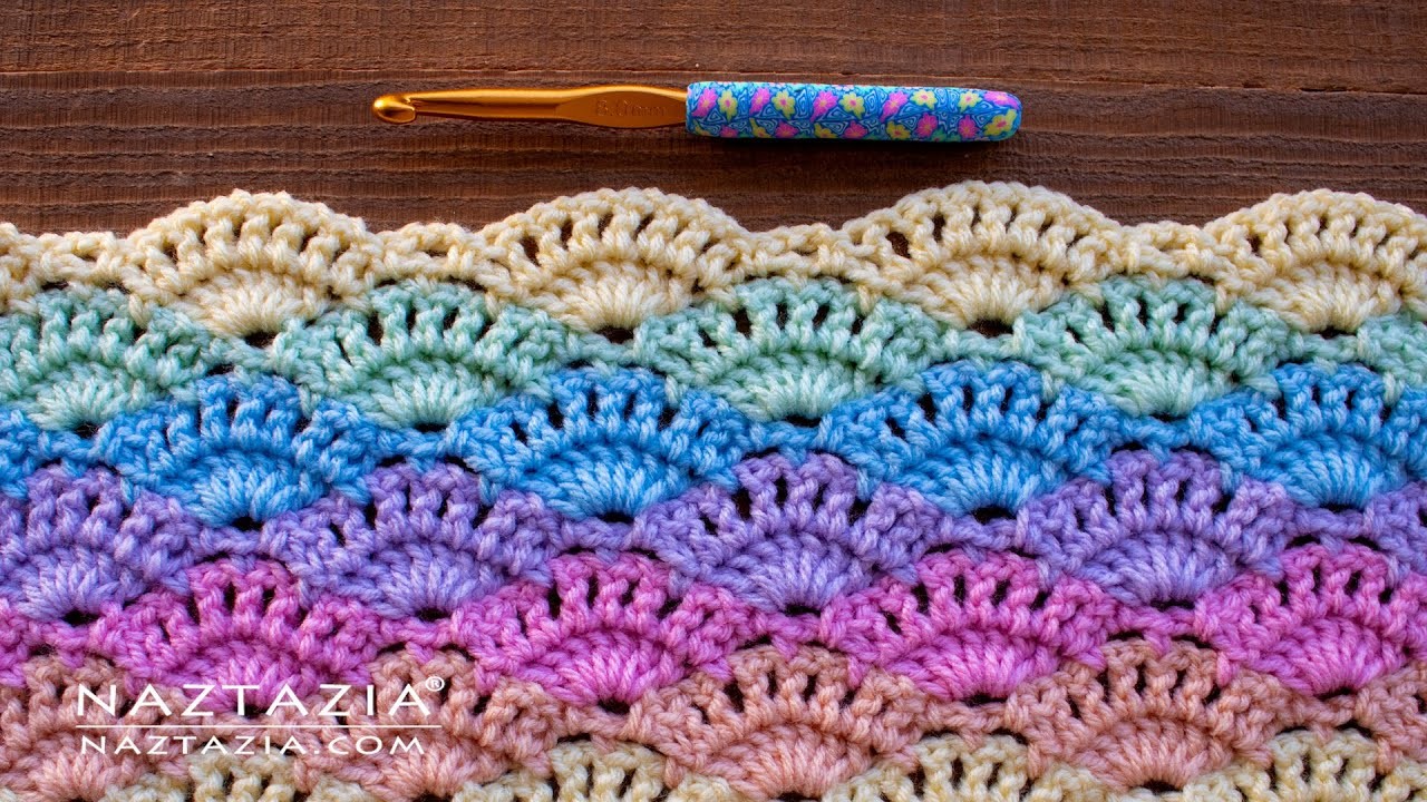 How to Crochet Large Shell Stitch Pattern for a Blanket Scarf and More by Naztazia