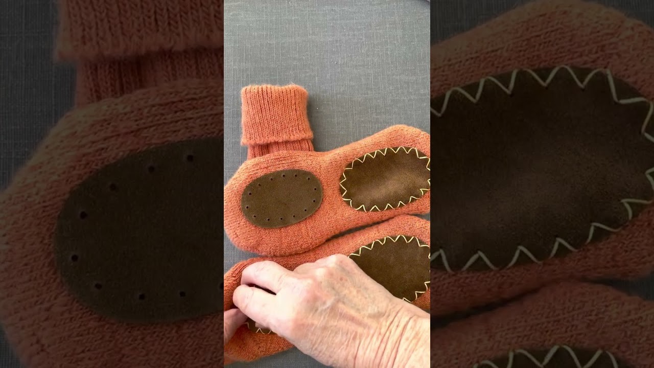 How to sew Joe's Toes patches onto socks - all visual - this video has no sound!