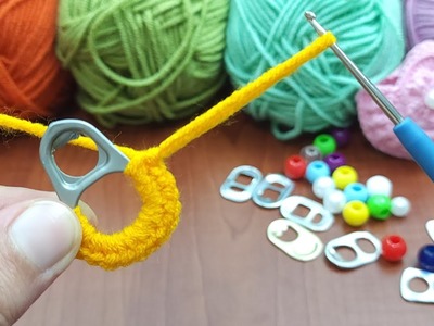 I made a crochet miniature bag keychain with a pull-on ring. It turned out great.