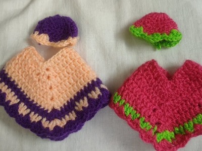 Kanha Ji Poncho | Laddu Gopal poncho with cap | How to crochet woolen dress for Kanha Ji