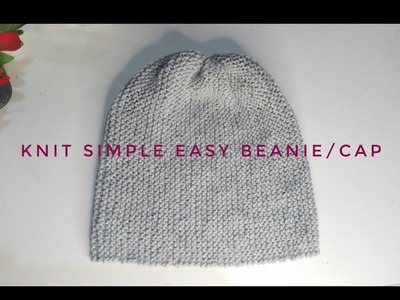 Knit easy beanie.cap adult size (easy to make in any size)