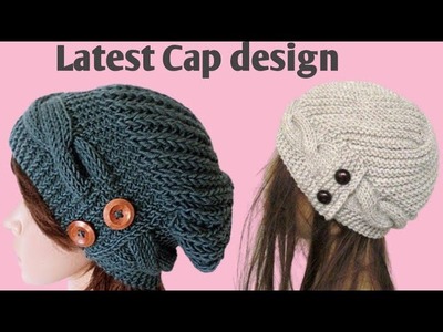 New ladies cap knitting design.woolen cap design.ladies topi ka design.topi banane ka tarika