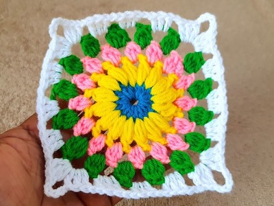 Square flower pattern,  woolen square design,  crochet square pattern, crosia ke design
