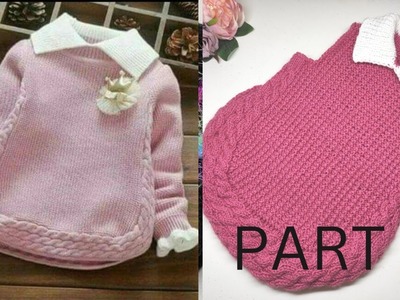 Stylish Girl Top 2 To 3 Years | How To Knit Neck And Collar With Straight Needles