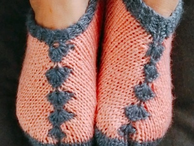 Thumb socks knitting design || flower socks knitting design ( size  - 4 no)
