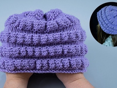 Voluminous knitted hat on 2 knitting needles - it knits easy, simple and quick!
