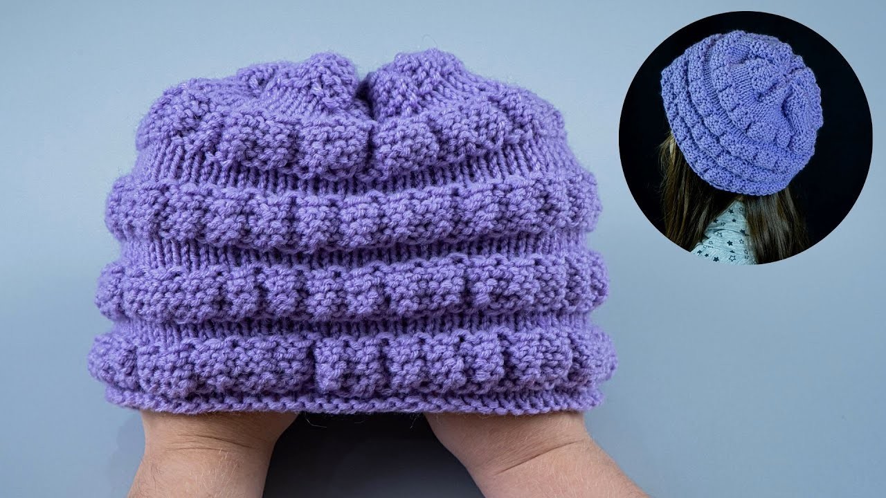 Voluminous knitted hat on 2 knitting needles - it knits easy, simple and quick!