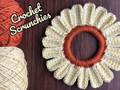 Amazing‼️Crochet Tunisian Stitch Flower Scrunchies . Crochet Tutorial