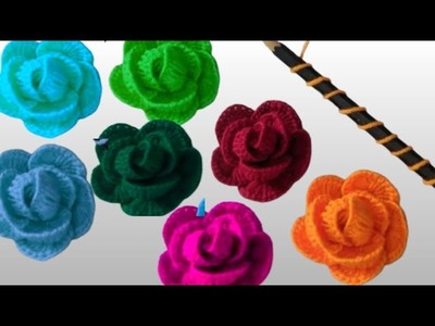 Amazing Rose Flower Making Ideas With Pencil - Hand embroidery design trick - Diy wollen flower