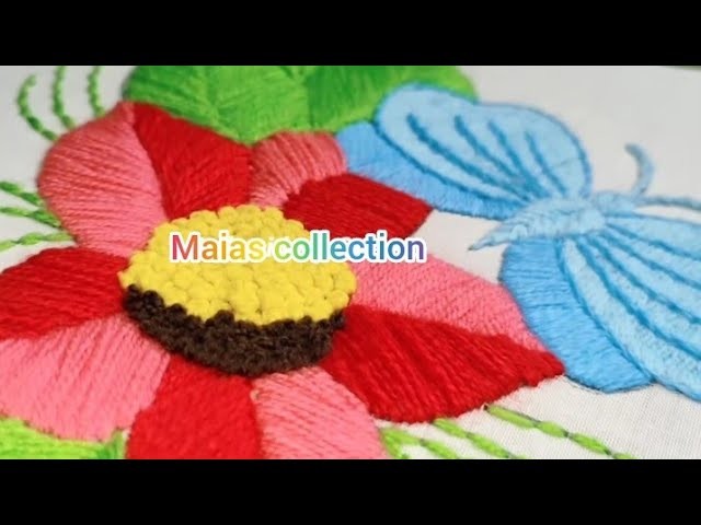 Beautiful hand embroidery flower making|How to make butterfly flower|New butterfly flower stitching|