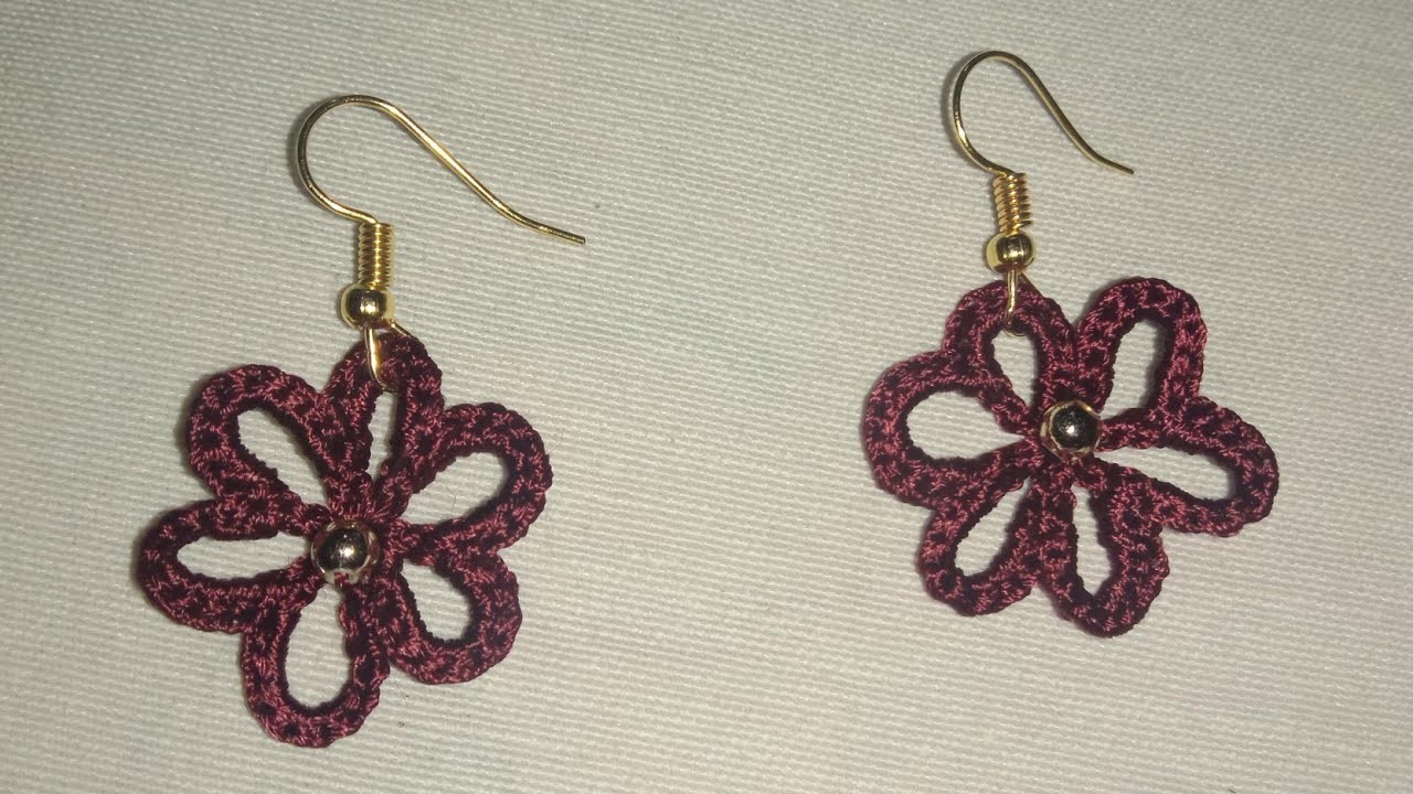 Crochet flower earrings pattern