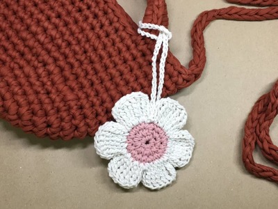 Crochet flower for bag hanging | crochet keychain | crochet bag hanging (Eng.Sub)