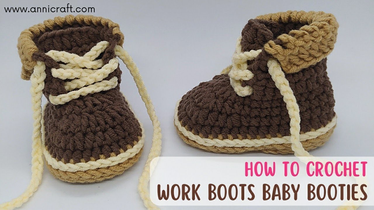 Crochet for Beginners DIY Tutorial Work Boots Baby Booties