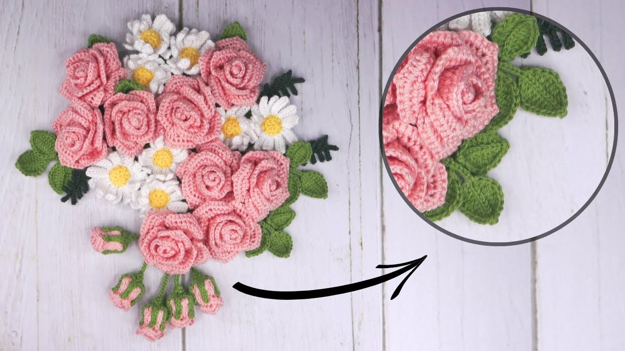 Crochet Leaf | Crochet Flower Arrangement Tutorial | Super Easy