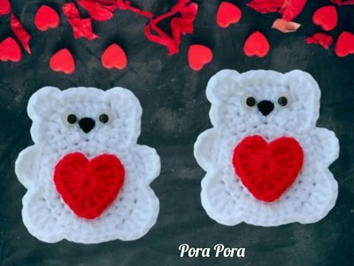 Crochet Teddy Bear With Heart I Crochet Pocket Hug I Valentine Crochet Ideas