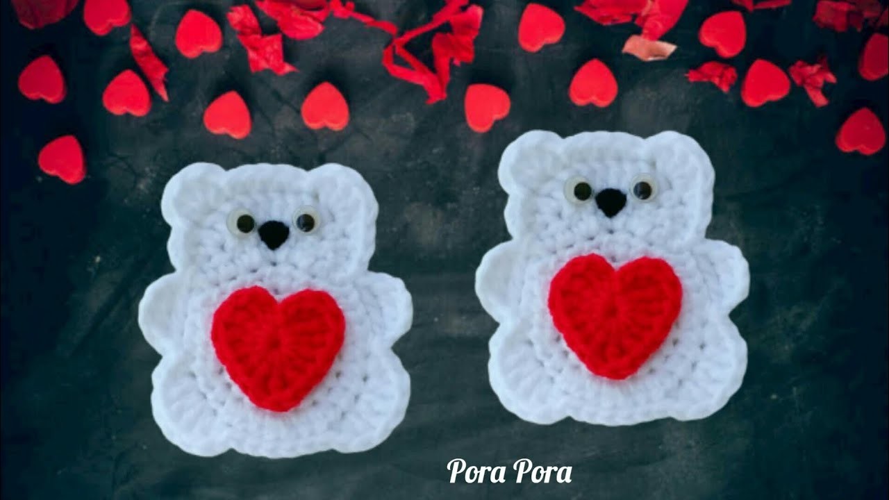 Crochet Teddy Bear With Heart I Crochet Pocket Hug I Valentine Crochet Ideas