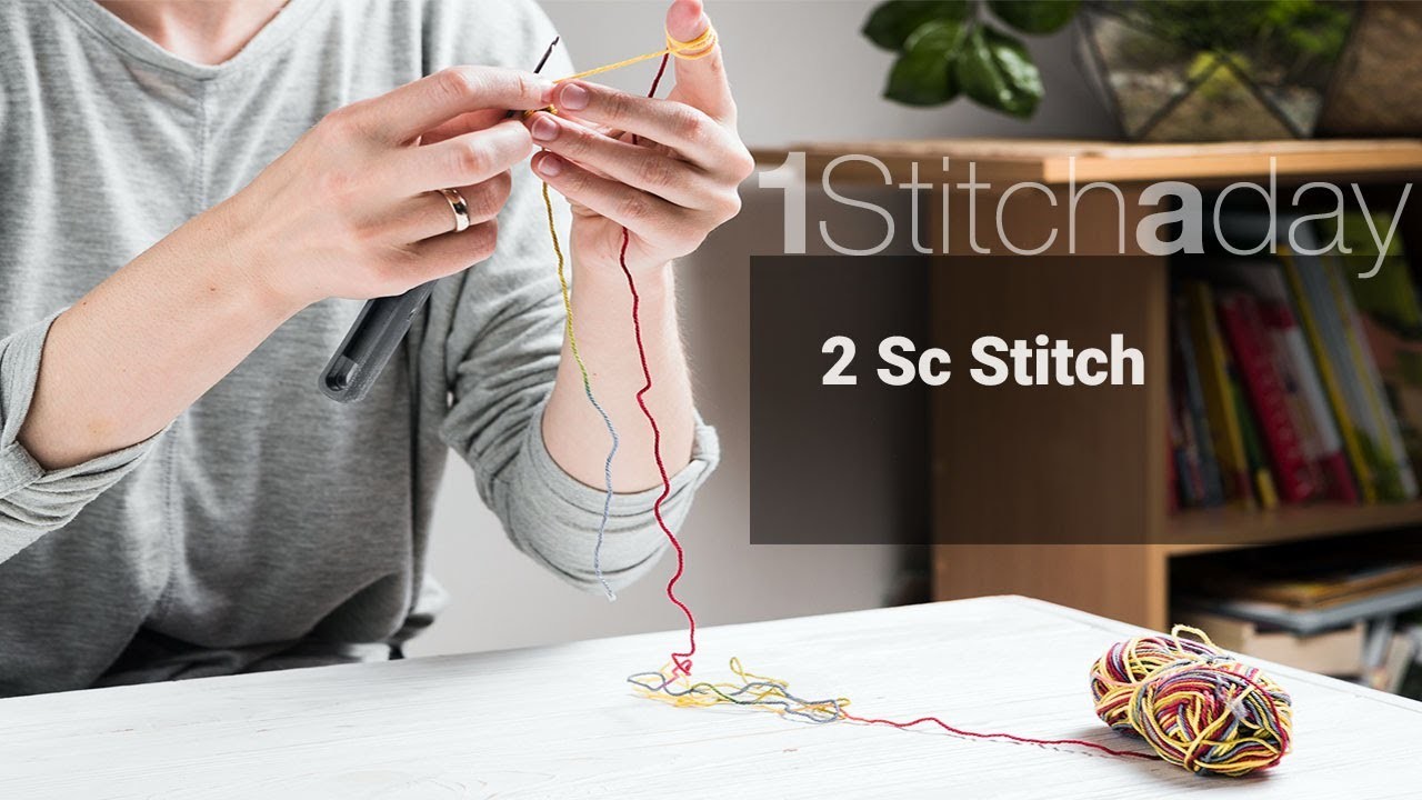 Double(Two) Single Crochet Stitch  pattern-  Learn 1 crochet stitch a day