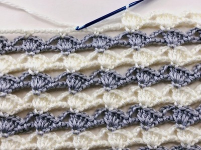 Easy Crochet Shell Stitch Pattern | Double Crochet Stitch Pattern | Blanket | Throw | Scarf
