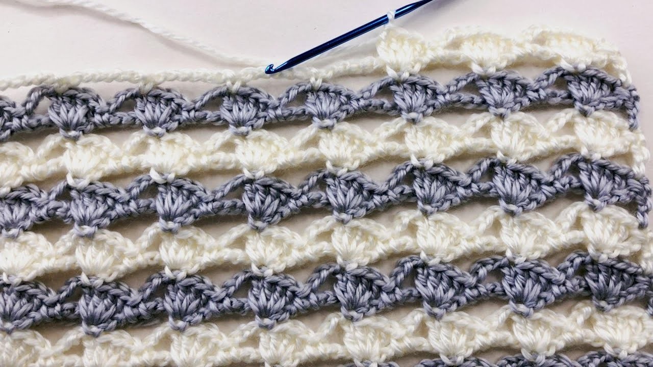 Easy Crochet Shell Stitch Pattern | Double Crochet Stitch Pattern | Blanket | Throw | Scarf