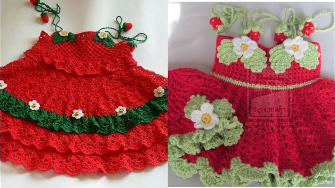 Elagant latest and new free crochet work toddler baby girl frock patterns