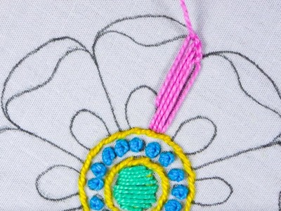 Hand Embroidery New Buttonhole stitch design with some easy sewing colorful flower design
