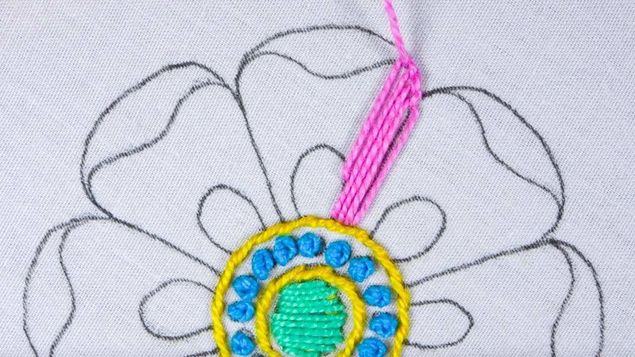 Hand Embroidery New Buttonhole stitch design with some easy sewing colorful flower design