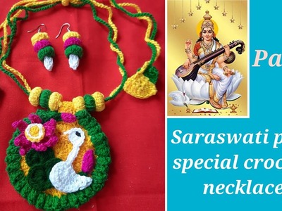 Learn crochet pendant necklace ||Saraswati puja special||Quick and easy ||part  - 3