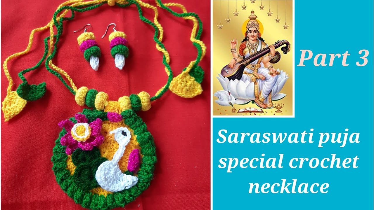 Learn crochet pendant necklace ||Saraswati puja special||Quick and easy ||part  - 3