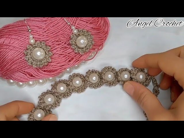 Super beautiful Crochet rope and earrings pattern with beads