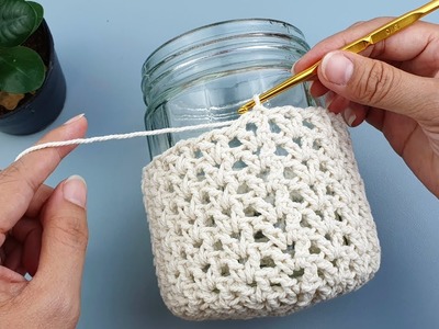 Super Wonderful Idea Crochet Decorating the Bottle with Easy Stitch Pattern | ViVi Berry DIY