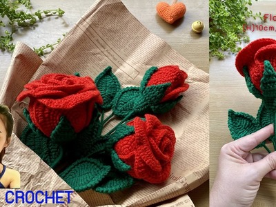 Valentine Crochet Rose | How to crochet a rose  |Crochet Rose | Crochet flower bouquet ????????????