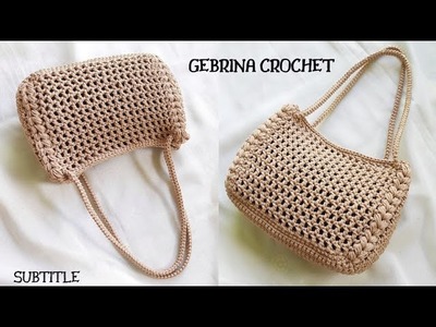 Very Easy ???? Perfect Crochet Shoulder Bag For Beginner - Tas Rajut  Termudah Untuk Pemula (Subtitle)