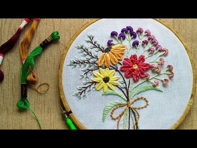 Wild flower bouquet.hand embroidery