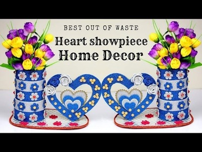 Amazing DIY showpiece | Heart showpiece Flower vase | Home Decoration Ideas | Handmade Gift Ideas |