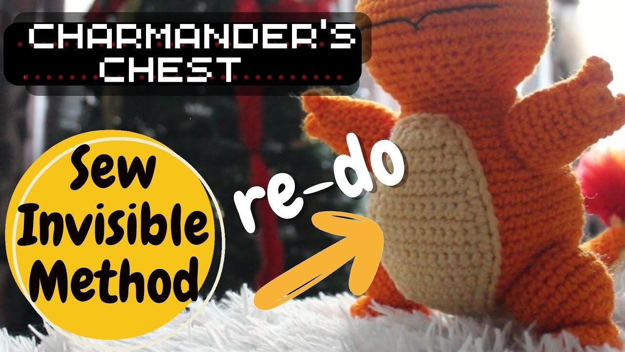 Amigurumi Charmander Sewing on Chest Plate- Redo