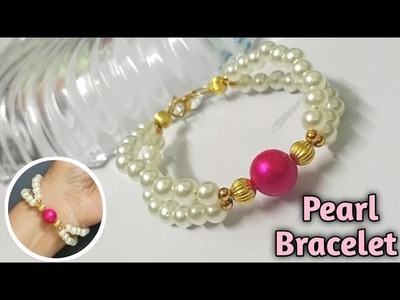 Beads jewelry making | Pearl bracelet making at home | Handmade jewellery | Diy