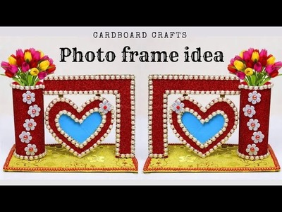 Beautiful Photo Frame Idea | Flower vase making | DIY Amazing Photo showpiece | Home decoration idea