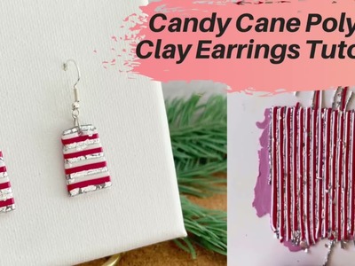 Candy cane polymer clay earrings tutorial, DIY jewelry making