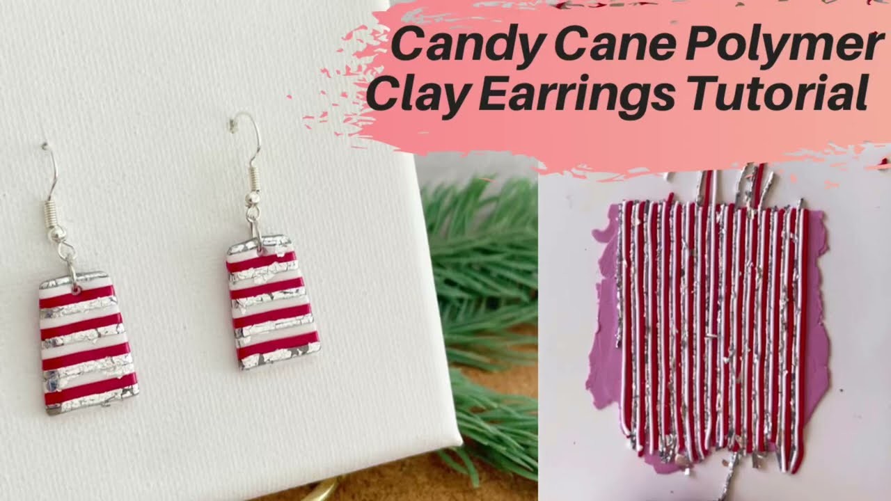 Candy cane polymer clay earrings tutorial, DIY jewelry making