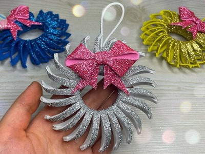 DIY Christmas decor ideas ???? Glitter Foam Paper Wreath ???? foam sheet craft ideas