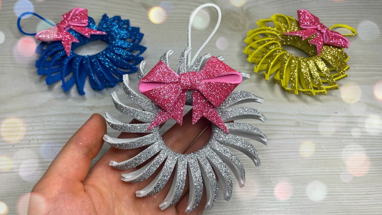 DIY Christmas decor ideas ???? Glitter Foam Paper Wreath ???? foam sheet craft ideas