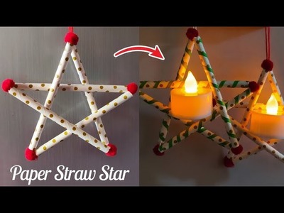 DIY Gift topper : Paper straw stars | #diy #christmas