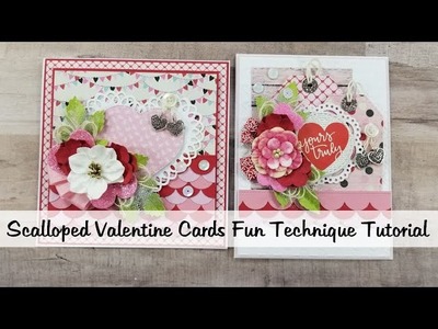 DIY Scallop Valentine's Day Greeting Card Easy and Fun Tutorial Polly's Paper Studio