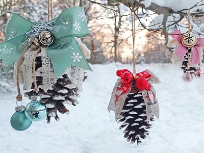 DIY Simple PINE CONE CHRISTMAS Tree ORNAMENTS | HOME DECORATING Ideas | EASY Video Tutorial