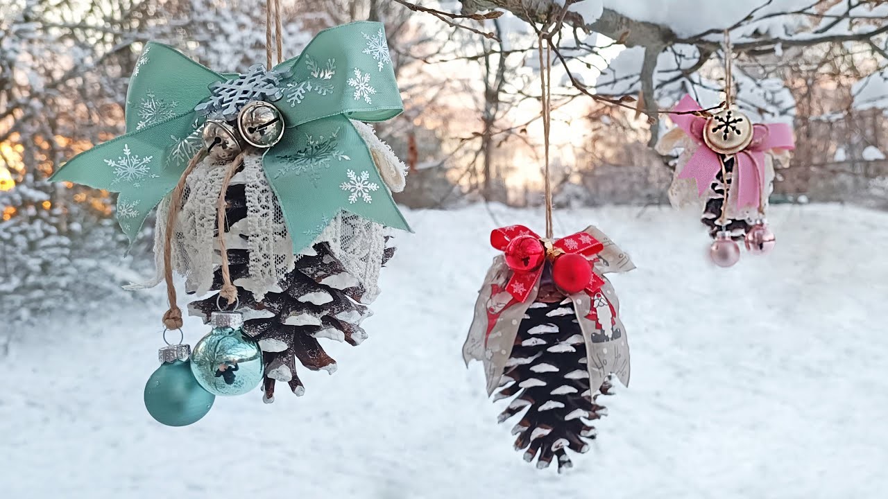 DIY Simple PINE CONE CHRISTMAS Tree ORNAMENTS | HOME DECORATING Ideas | EASY Video Tutorial