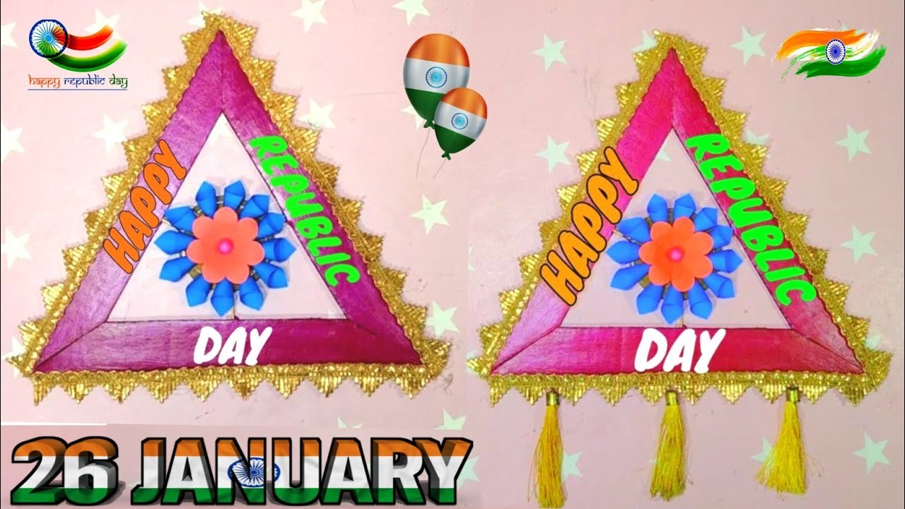 Diy Tricolour Wall hanging Crafts for republic day and Independence day. Tricolour arts and craft